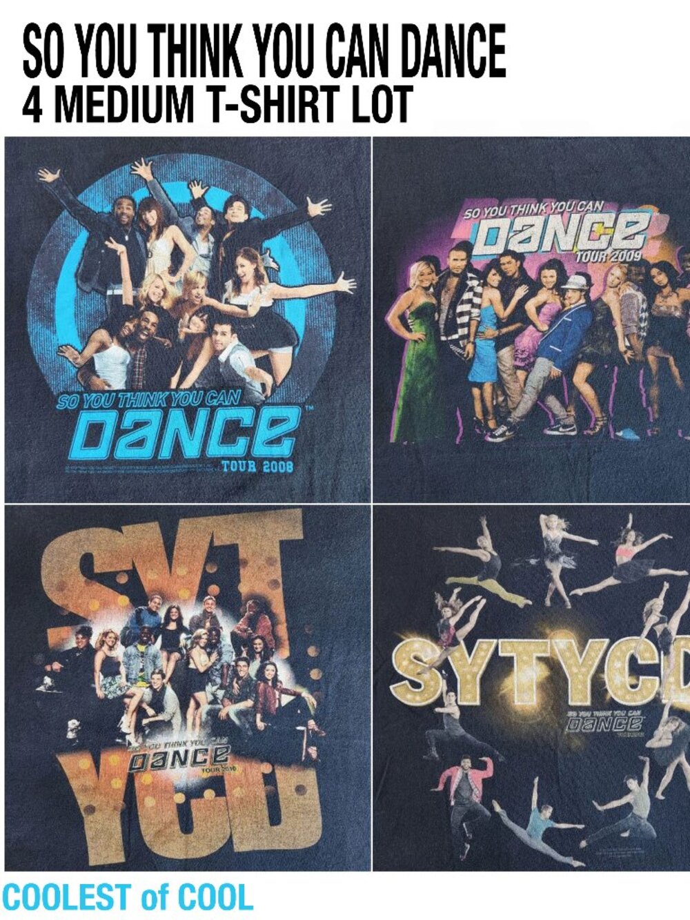 So You Think You Can Dance 2008 2009 2010 2012 Tour Black MD Graphic T-Shirt Lot